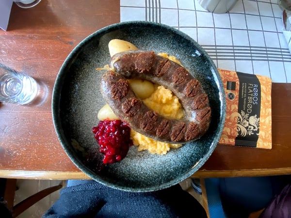 Famous Roros, Norway Sausage Dish.