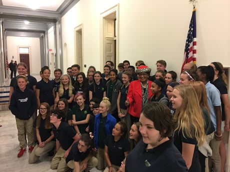 Group of students with a congresswoman.