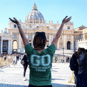 GO Leader posing in front of St. Peter's Basilica in Vatican City. 