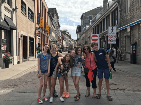 Students in Old Montreal in Montreal, Canada