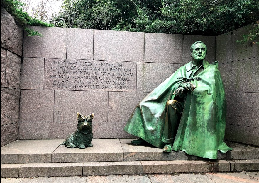 Franklin Delano Roosevelt Memorial with Fala (his dog) in Washington, D.C.