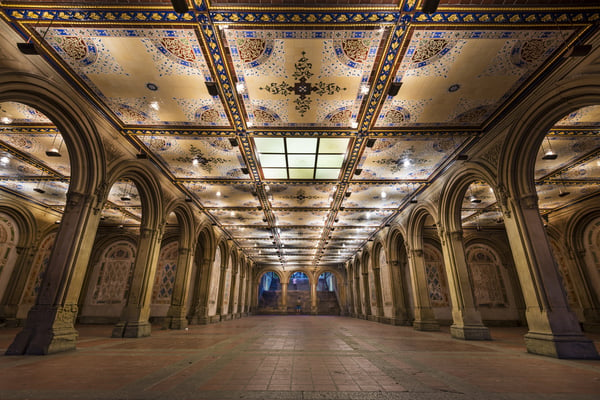 New York City at  Bethesda Terrace underpass in Central Park.