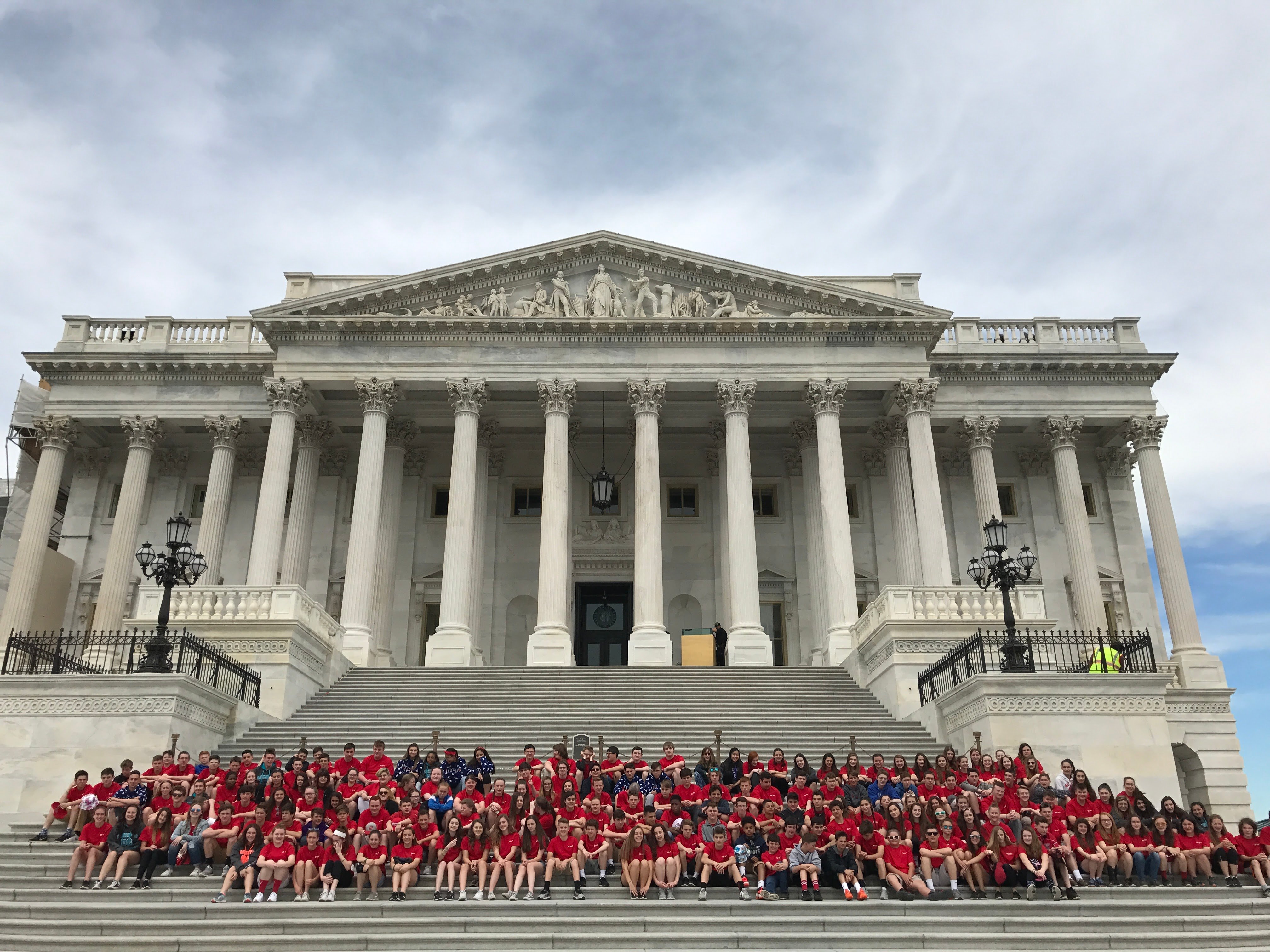 Student group sitting on the U.S Capitol building steps.