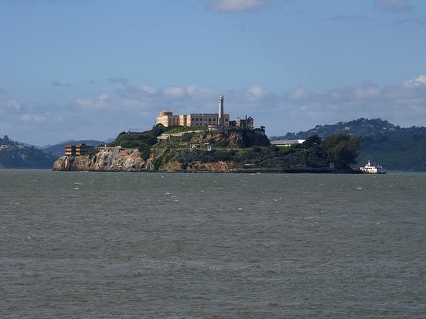 Alcatraz Island from the water. 