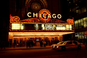 Chicago theater sign in Chicago, Illinois.