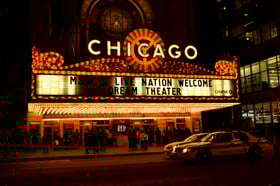 Chicago theater sign in Chicago, Illinois.