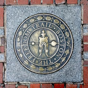 Freedom Trail sign in Boston, Massachusetts.
