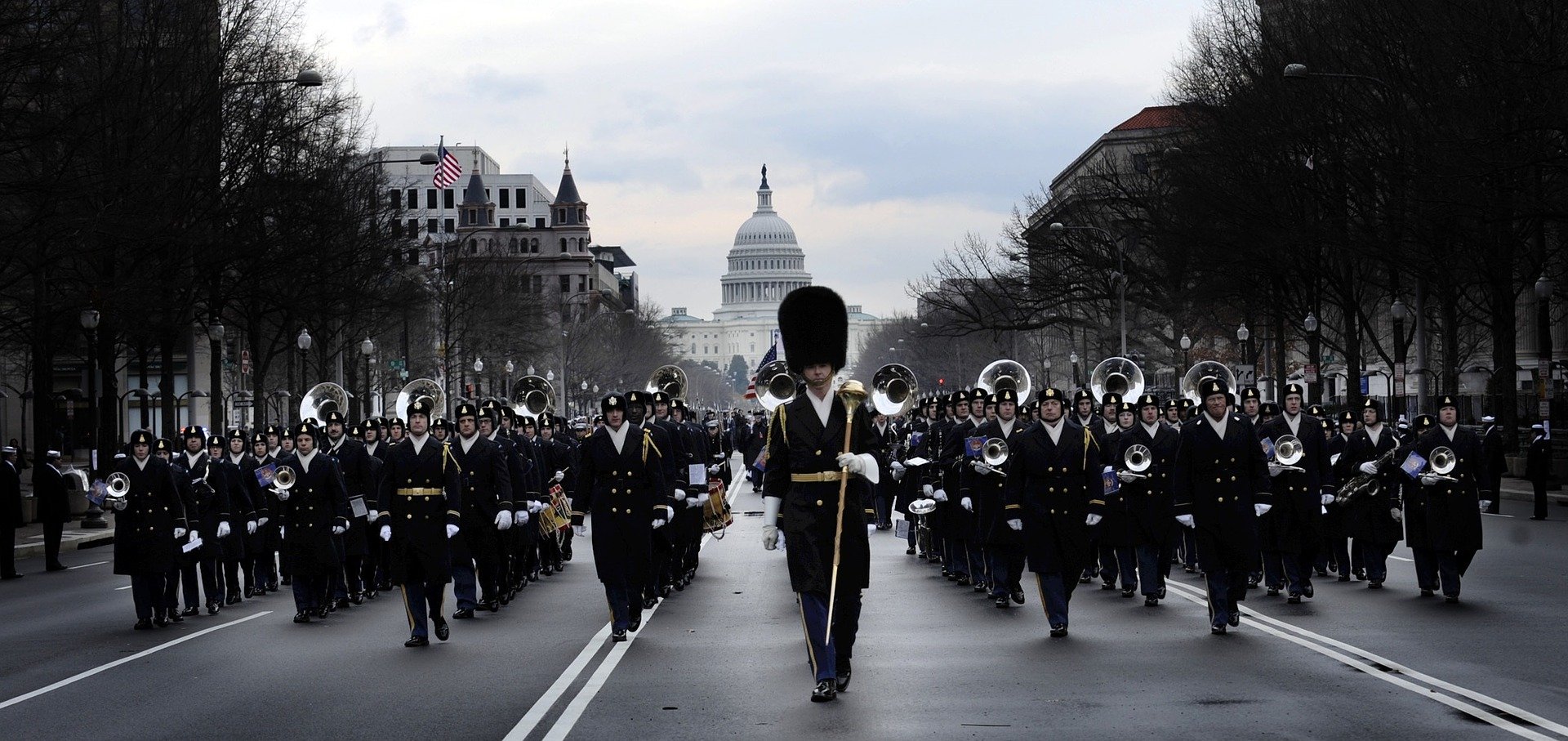 Marching band during the presidential inauguration. 