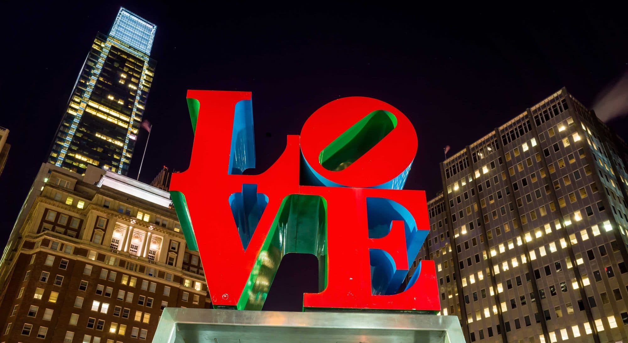 The Love statue in the Love Park Philadelphia