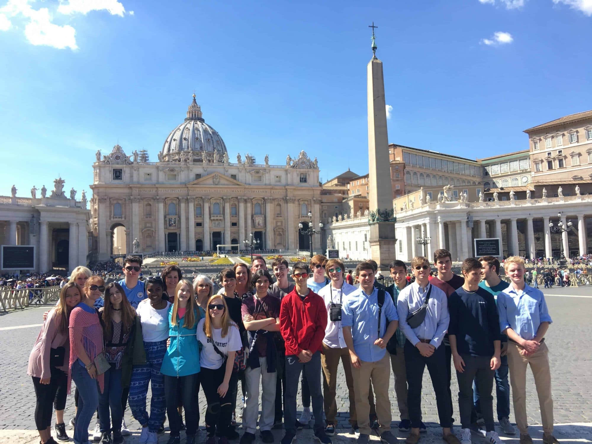 Students on a high school trip to Italy