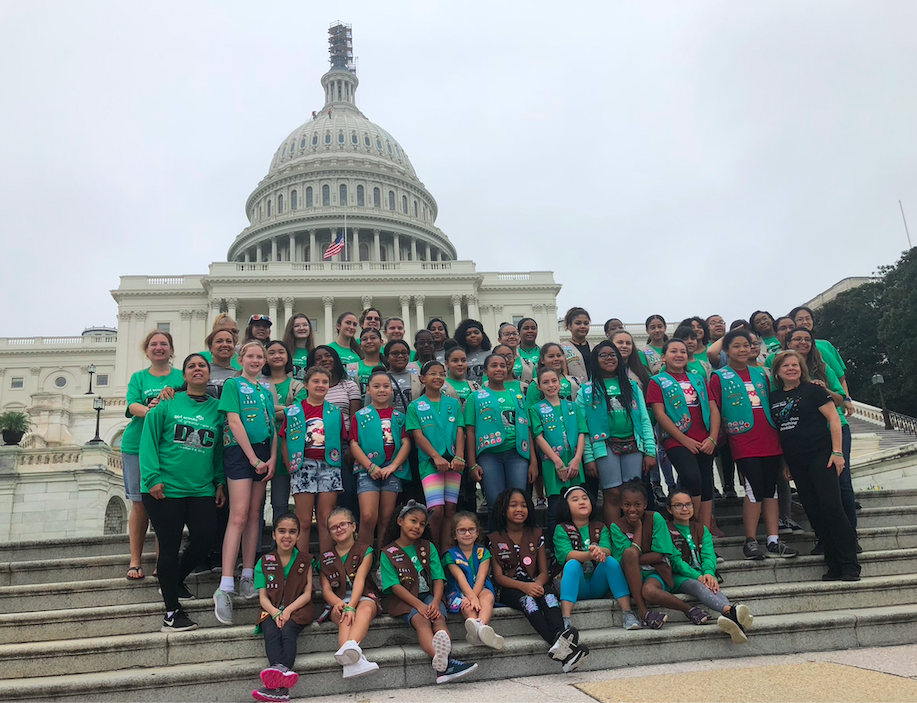 Girl scouts on the steps of the capitol