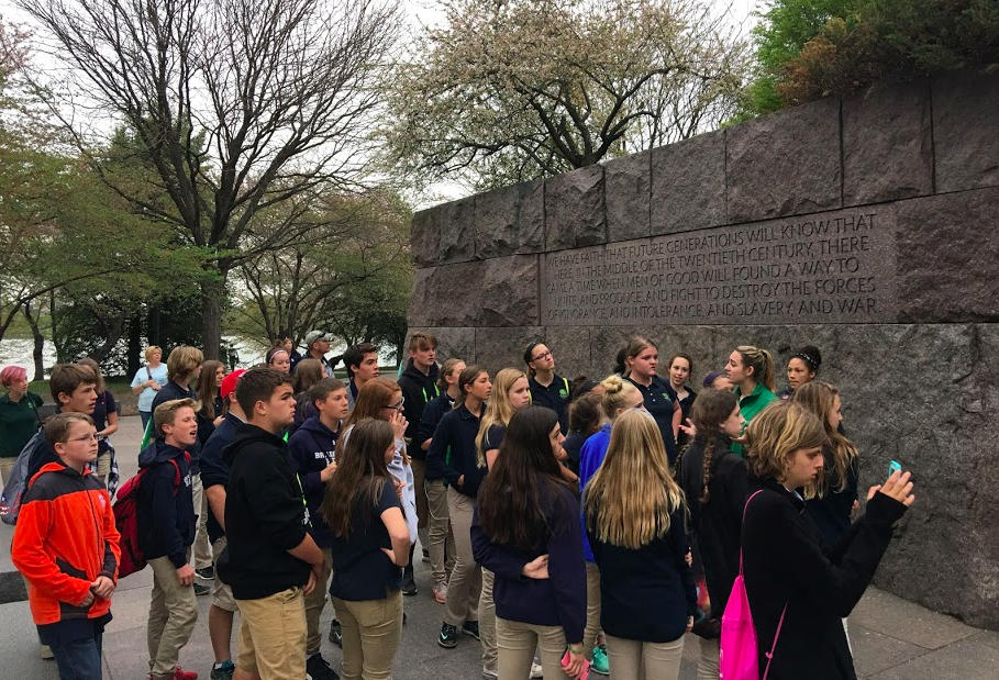 Students at the FDR Memorial in Washington, D.C.